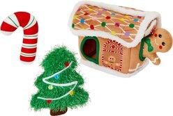 Frisco Holiday Gingerbread House Hide & Seek Puzzle Plush Squeaky Dog Toy