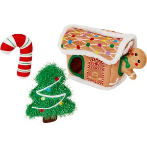 Frisco Holiday Gingerbread House Hide & Seek Puzzle Plush Squeaky Dog Toy