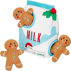 Frisco Holiday Milk & Gingerbread Cookies Hide & Seek Puzzle Plush Squeaky Dog Toy, Small/Medium