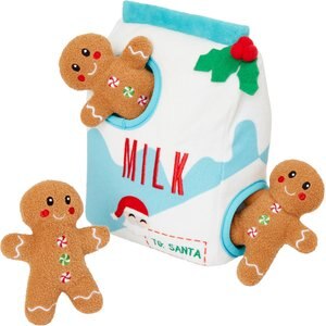 Frisco Holiday Milk & Gingerbread Cookies Hide & Seek Puzzle Plush Squeaky Dog Toy