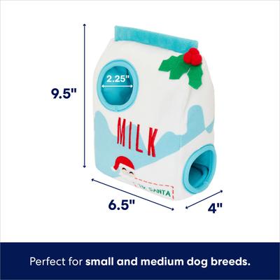 Show full view: Frisco Holiday Milk & Gingerbread Cookies Hide & Seek Puzzle Plush Squeaky Dog Toy, Small/Medium slide 2 of 10