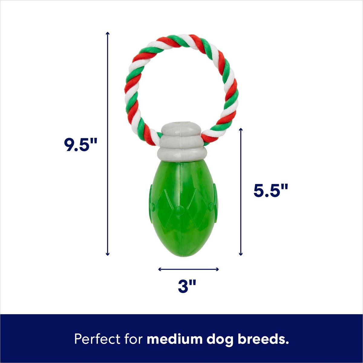 Frisco Holiday Christmas Light Rope with TPR Squeaky Dog Toy