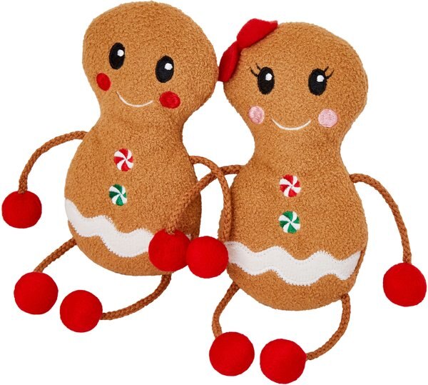 Frisco Holiday Gingerbread Pals Plush Kicker Cat Toy with Catnip, 2 count slide 1 of 5