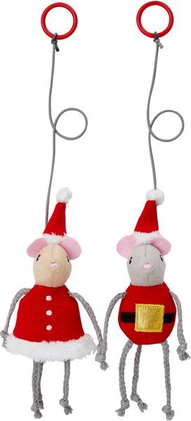 Frisco Holiday Santa & Mrs. Claus Bouncy Mouse Cat Toy with Catnip, 2 count slide 1 of 5