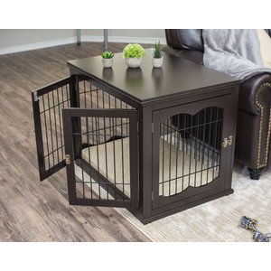 Internet's Best Double Door Furniture Style Dog Crate & End Table, Espresso, 32 inch