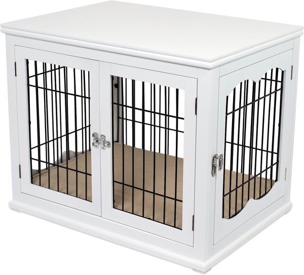 Internet's Best Double Door Furniture Style Dog Crate & End Table, White, 32 inch slide 1 of 9