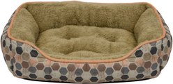 Cozy Pet Cuddler Box Bolster Cat & Dog Bed, Peach & Brown