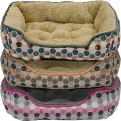 Cozy Pet Cuddler Box Bolster Cat & Dog Bed, Peach & Brown slide 2 of 7