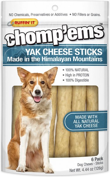 RUFFIN' IT Chomp'ems All-Natural Yak Cheese Sticks Dog Treats, 6 count slide 1 of 4