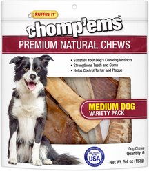 RUFFIN' IT Chomp'ems Premium Natural Chews Variety Pack Medium Dog Bone Treats, 6 count slide 1 of 8
