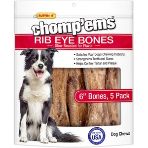RUFFIN' IT Chomp'ems Rib Eye Bone Dog Treats, 6-in, 5 count
