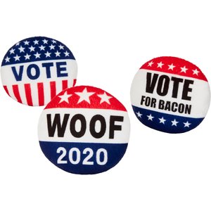 Frisco Plush Squeaky Voting Pins Dog Toy, 3 count