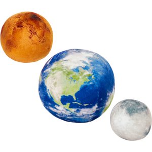 Frisco Earth, Mars, and Moon Plush Squeaky Dog Toy, 3 count
