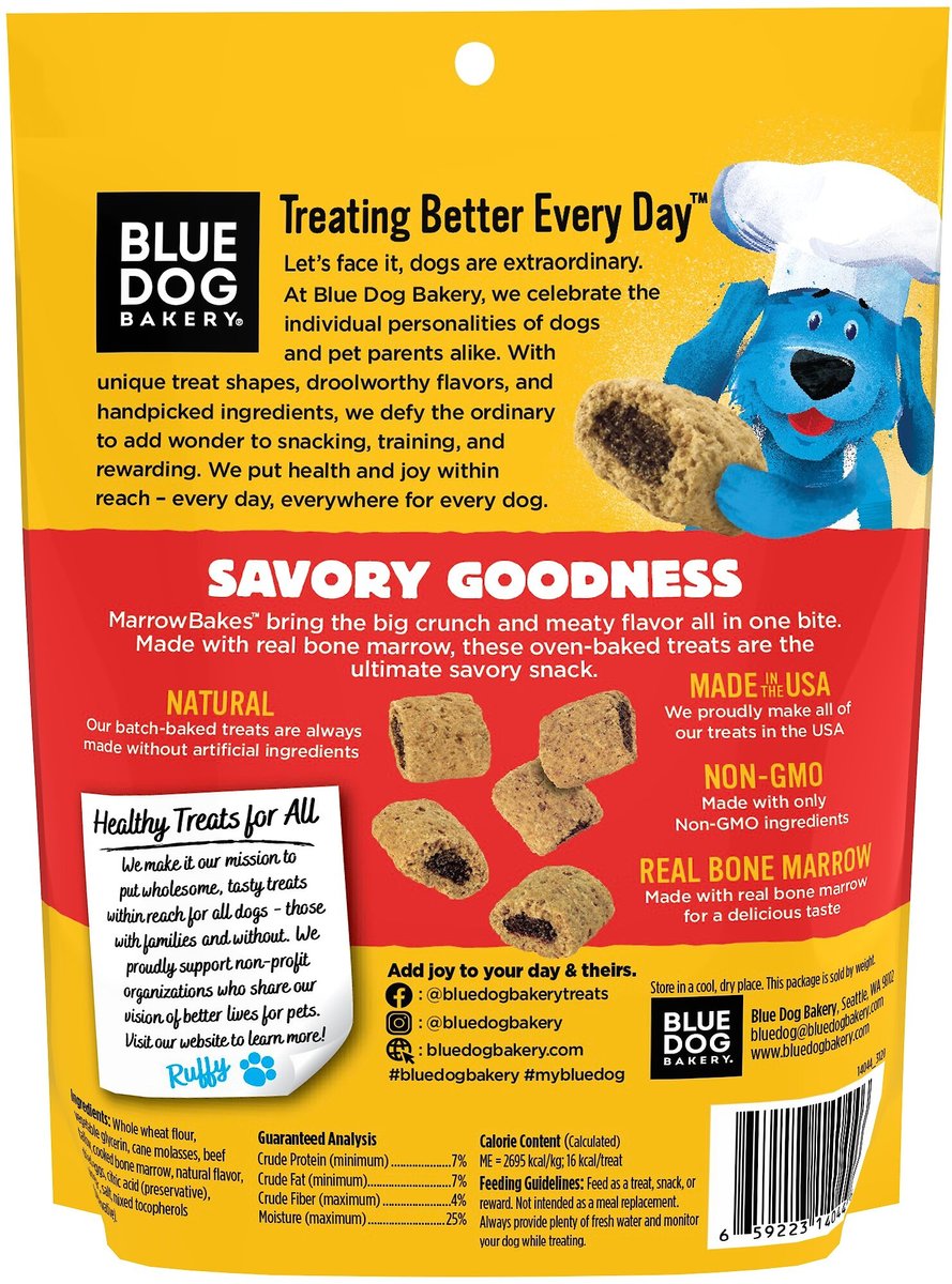 BLUE DOG BAKERY Marrow Bakes Beef Flavor Dog Treats, 12-oz bag