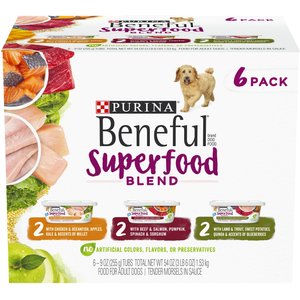 Purina Beneful Superfood Blend Variety Pack Wet Dog Food, 9-oz tub, case of 12