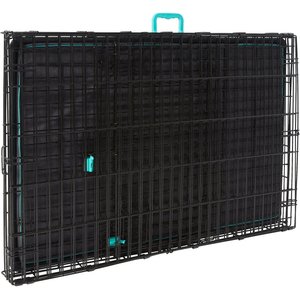Frisco Heavy Duty Enhanced Lock Double Door Fold & Carry Wire Dog Crate & Mat Kit, Teal, X-Large