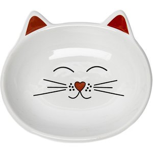 Park Life Designs Oscar Ceramic Cat Bowl, White, 0.5-cup