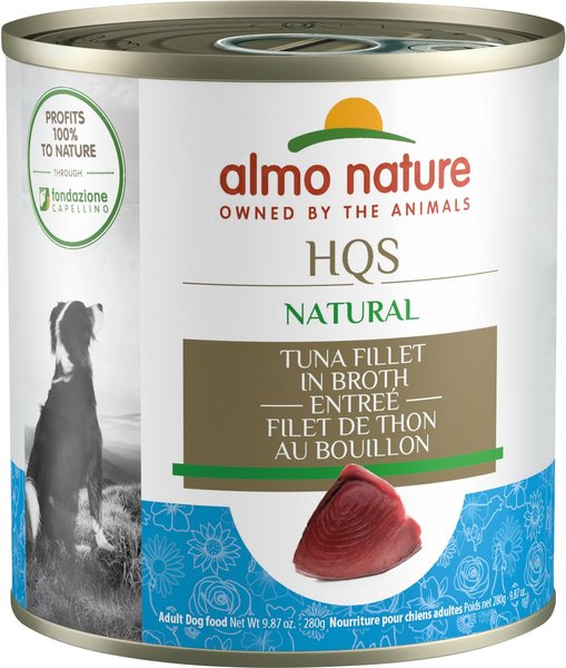 Almo Nature HQS Natural Tuna Fillet Canned Dog Food, 9.87-oz can, case of 12 slide 1 of 8
