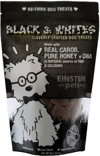 Einstein Pets Wheat-Free Black & Whites Real Carob, Pure Honey & Chia Natural Oven Baked Dog Treats, 8-oz bag