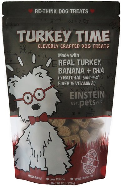 Einstein Pets Wheat-Free Turkey Time Real Turkey, Banana & Chia Natural Oven Baked Dog Treats, 8-oz bag slide 1 of 4
