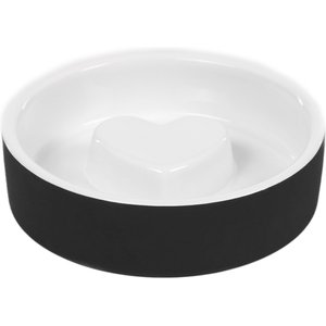 PAIKKA Slow Feed Ceramic Dog & Cat Bowl, Black, 0.84-cup
