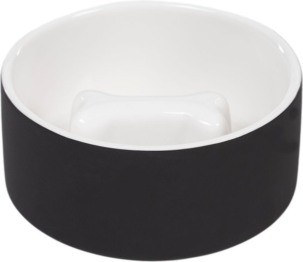 PAIKKA Slow Feed Ceramic Dog & Cat Bowl, Black, 3.13-cup 