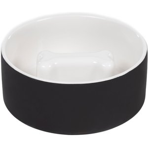 PAIKKA Slow Feed Ceramic Dog & Cat Bowl, Black, 5.9-cup