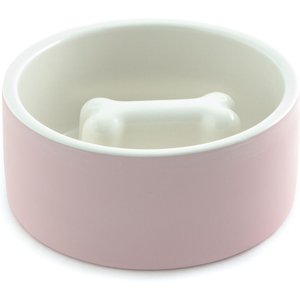 PAIKKA Slow Feed Ceramic Dog & Cat Bowl, Pink, 3.13-cup
