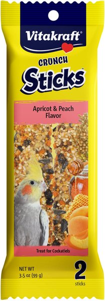 Vitakraft Crunch Sticks Apricot & Peach Cockatiel Bird Treat Toy, 2 count slide 1 of 6