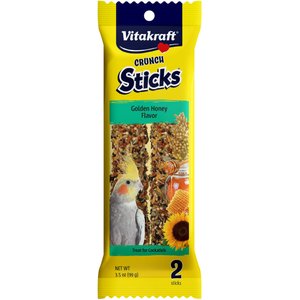 Vitakraft Crunch Sticks Golden Honey Flavor Cockatiel Treats, 2 pack