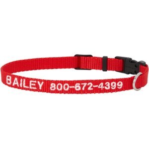 Frisco Nylon Personalized Dog Collar, Red, X-Small: 8 to 12-in neck, 3/8-in wide