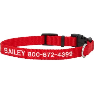 Frisco Nylon Personalized Dog Collar, Red, Small: 10 to 14-in neck, 5/8-in wide