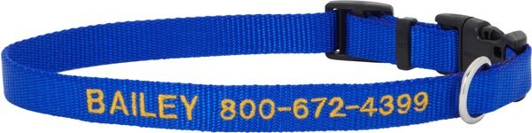 Frisco Nylon Personalized Dog Collar, Blue, Medium: 14 to 20-in neck, 3/4-in wide slide 1 of 9