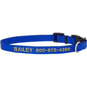 Frisco Nylon Personalized Dog Collar, Blue, Medium: 14 to 20-in neck, 3/4-in wide