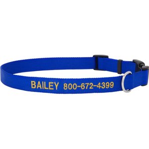 Frisco Nylon Personalized Dog Collar, Blue, Large: 18 to 26-in neck, 1-in wide