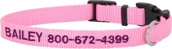 Frisco Nylon Personalized Dog Collar, Pink, Small: 10 to 14-in neck, 5/8-in wide slide 1 of 9