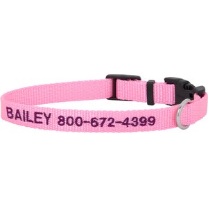 Frisco Nylon Personalized Dog Collar, Pink, Small: 10 to 14-in neck, 5/8-in wide