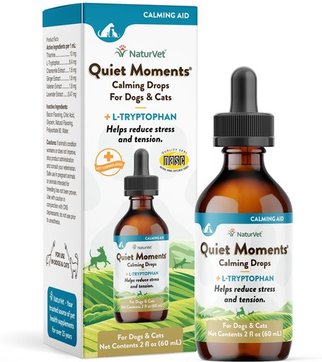 NaturVet Quiet Moments Liquid Calming Supplement for Cats & Dogs, 2-oz bottle