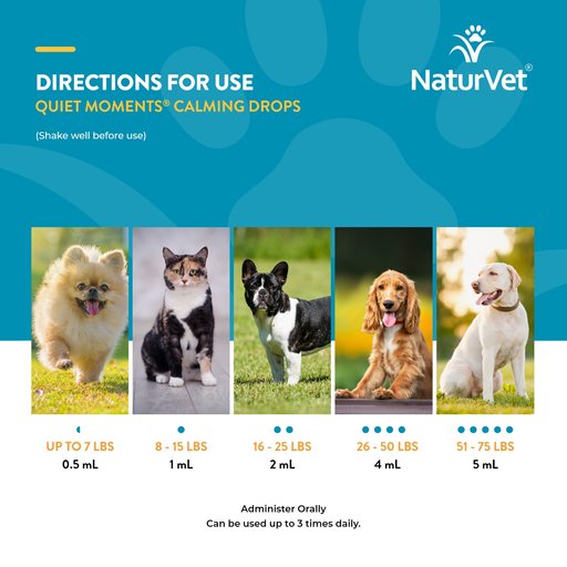 NaturVet Quiet Moments Liquid Calming Supplement for Cats & Dogs, 2-oz bottle