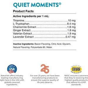 NaturVet Quiet Moments Liquid Calming Supplement for Cats & Dogs, 2-fl oz bottle