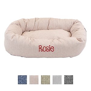 Majestic Pet Palette Heathered Personalized Bagel Cat & Dog Bed, Blush Pink, Large