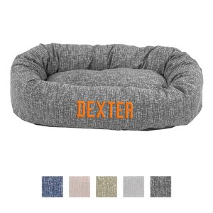 Majestic Pet Palette Heathered Personalized Bagel Cat & Dog Bed, Light Black, Small