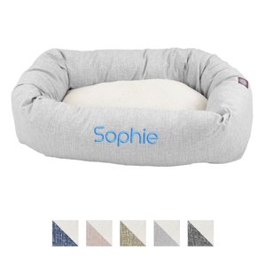 Majestic Pet Palette Heathered Sherpa Personalized Bagel Cat & Dog Bed, Gray, Small