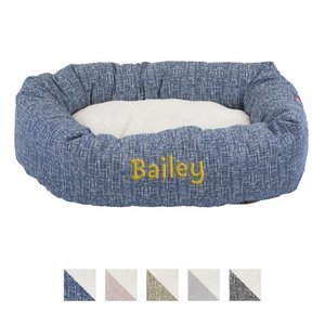 Majestic Pet Palette Heathered Sherpa Personalized Bagel Cat & Dog Bed, Navy Blue Denim, Large