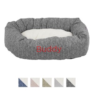 Majestic Pet Palette Heathered Sherpa Personalized Bagel Cat & Dog Bed, Light Black, Small
