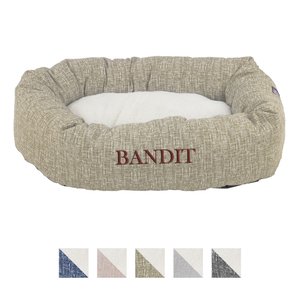 Majestic Pet Palette Heathered Sherpa Personalized Bagel Cat & Dog Bed, Tan, Medium