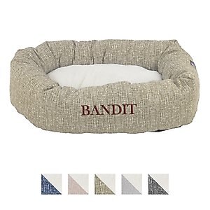 Majestic Pet Palette Heathered Sherpa Personalized Bagel Cat & Dog Bed, Tan, Large