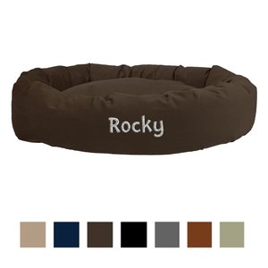 Majestic Pet Suede Personalized Bagel Cat & Dog Bed, Chocolate, Small