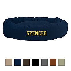 Majestic Pet Suede Personalized Bagel Cat & Dog Bed, Navy, Small