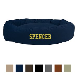 Majestic Pet Suede Personalized Bagel Cat & Dog Bed, Navy, Medium